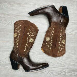 El general leather embroidered cowboy / cowgirl western boots shoes 6